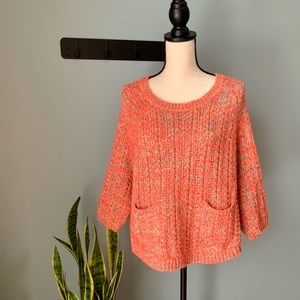 Anthropologie • Moth Coral Marled Dolman Swing Sweater • Medium